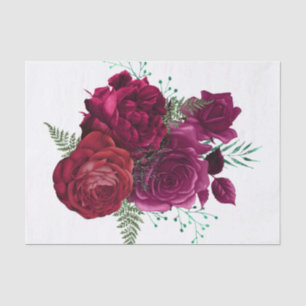 Elegant Magenta Rose Floral Bouquet Tissue Paper