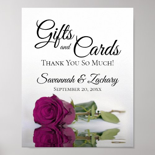 Elegant Magenta Rose Gifts  Cards Wedding Sign