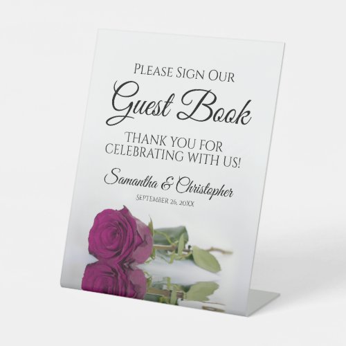 Elegant Magenta Rose Please Sign Our Guest Book