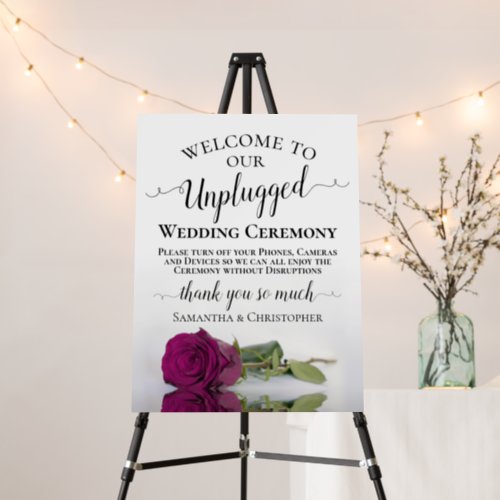 Elegant Magenta Rose Unplugged Wedding Ceremony Foam Board