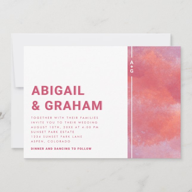 Elegant Magenta Wedding Invitation (Front)