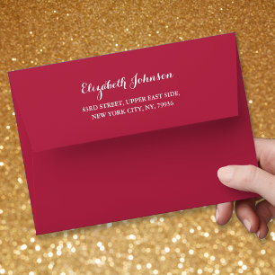Elegant Magenta Wedding Invitation Pre Addressed Envelope