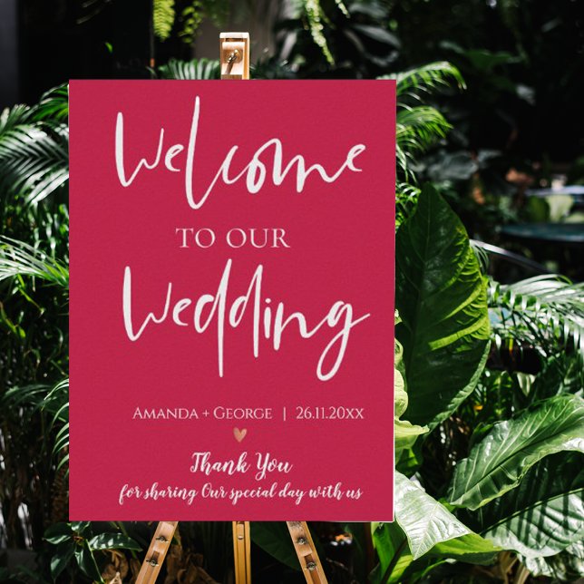 Elegant Magenta welcome To Our Wedding Poster (Creator Uploaded)