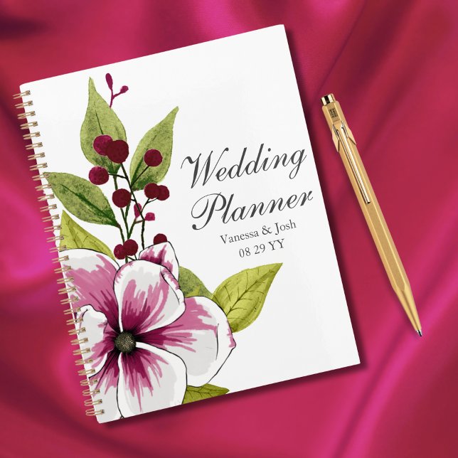 Elegant Magenta White Florals and Green Botanicals Planner (Creator Uploaded)