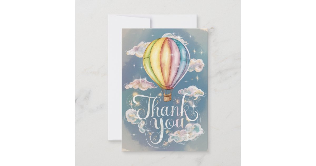 Elegant Magic Hot Air Balloon Thank You Card | Zazzle