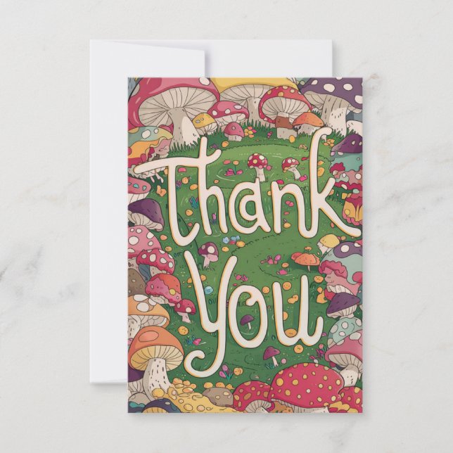 Elegant Magic Mushroom Thank You Card  (Front)