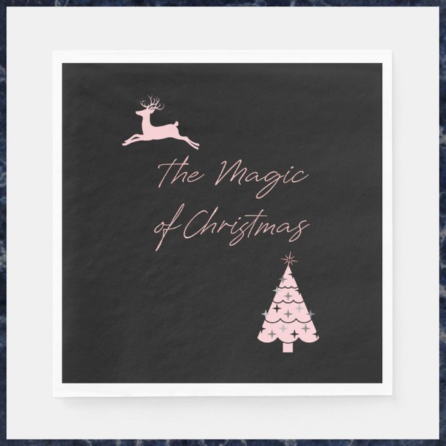 Elegant Magic of Christmas Reindeer and Tree Napkins (Creator Uploaded)
