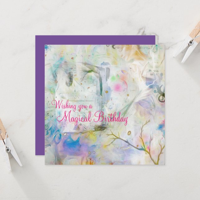 Elegant Magical Birthday Dancer Abstract Pastel Card (Front/Back In Situ)