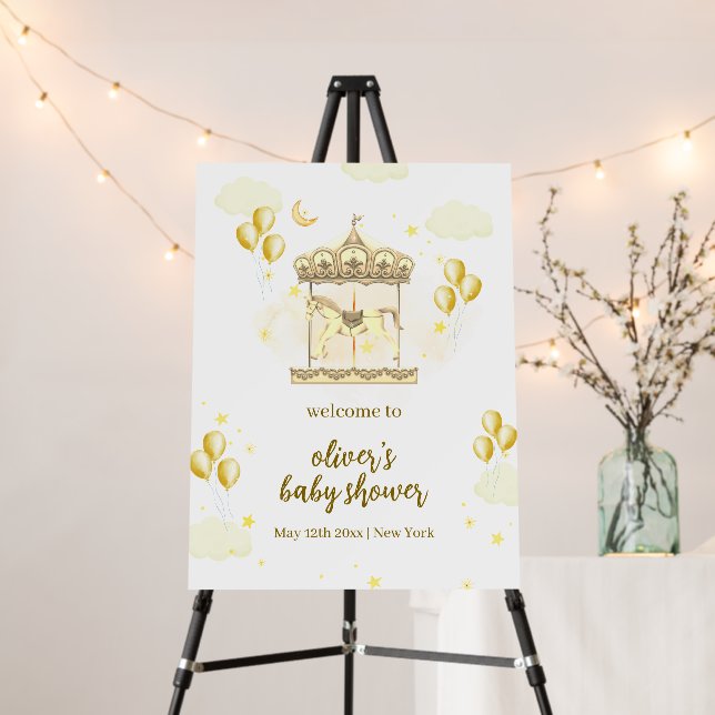 Elegant Magical Carousel Baby Shower Welcome Sign (In Situ (Stand))