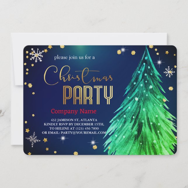 Elegant  Magical Christmas  Pines Festive Invitation (Front)