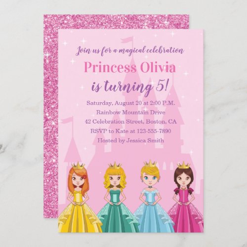 Elegant Magical Royal Princess Girl Birthday Party Invitation