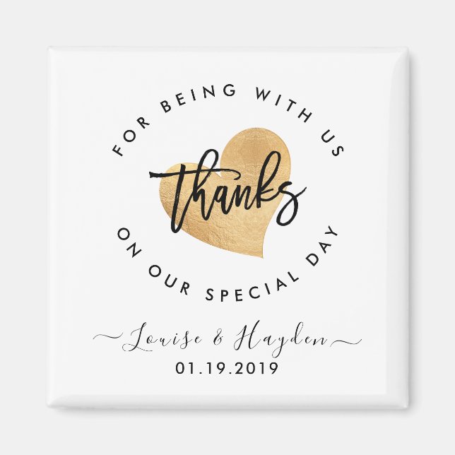 Elegant Magnet Wedding Favor, Handwritten Brush (Front)
