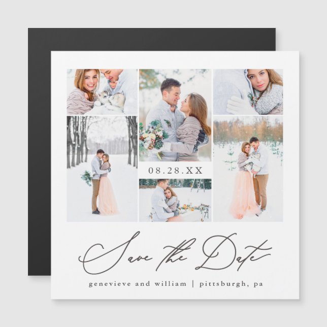 Elegant Magnetic Photo Wedding Save the Date (Front/Back)