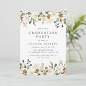Elegant Magnolia and Blush Floral Graduation Party Invitation (Standing Front)