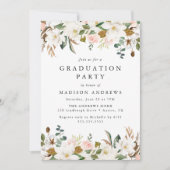 Elegant Magnolia and Blush Floral Graduation Party Invitation (Front)