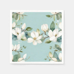 Elegant Magnolia and Greenery Garland Napkins