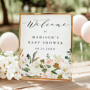 Elegant Magnolia Baby Shower Welcome Sign