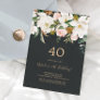 Elegant Magnolia | Black and White 40th Birthday Invitation