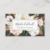 Elegant Magnolia | Black and White Business Card (Front)