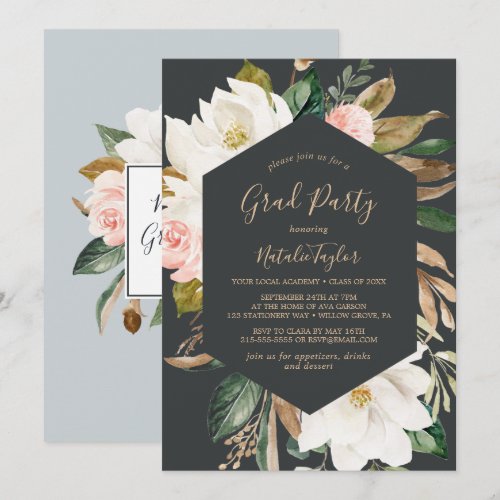 Elegant Magnolia Black and White Graduation Party