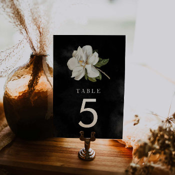 Elegant Magnolia Black And White Wedding Table Number by CavaPartyDesign at Zazzle
