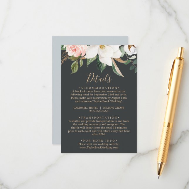 Elegant Magnolia | Black Details Enclosure Card (Front/Back In Situ)