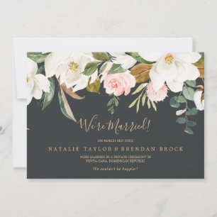 Elegant Magnolia Black Elopement Announcement