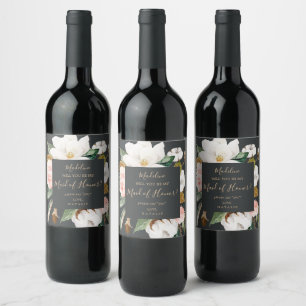 Elegant Magnolia   Black Maid of Honor Proposal Wine Label