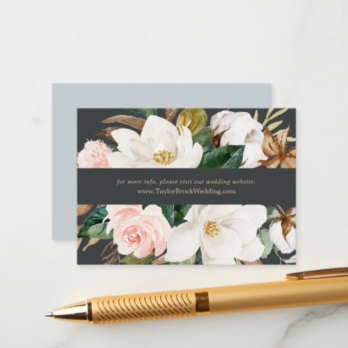 Elegant Magnolia  Black Wedding Website Enclosure Card