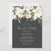 Elegant Magnolia | Black & White Brunch and Bubbly Invitation (Front)