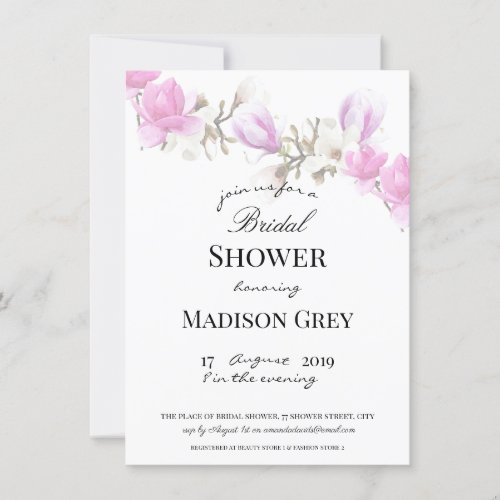 Elegant Magnolia Blossom Bridal Shower Invitation