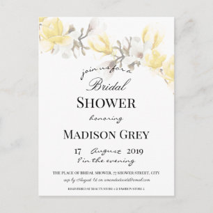 Elegant Magnolia Blossom Bridal Shower Invitation Postcard