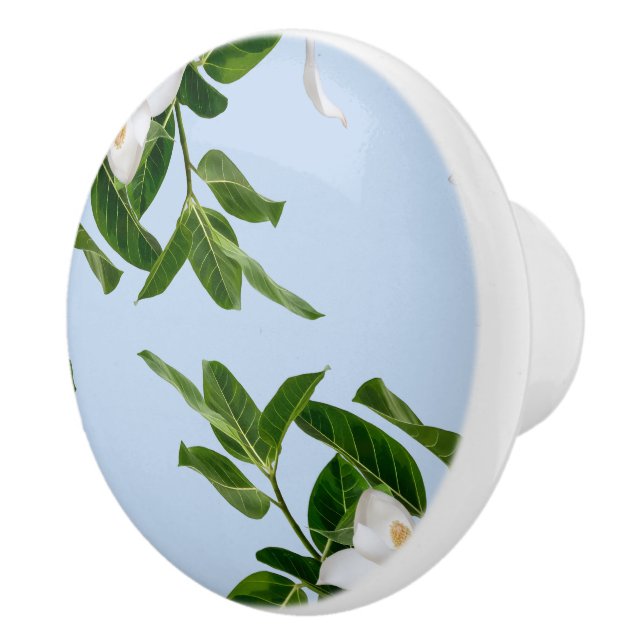 Elegant Magnolia Blossom Ceramic Knob (Right)