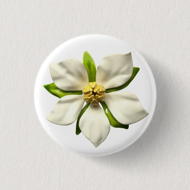 Elegant Magnolia Blossom Flower Spring Wedding MCM Button (Front)