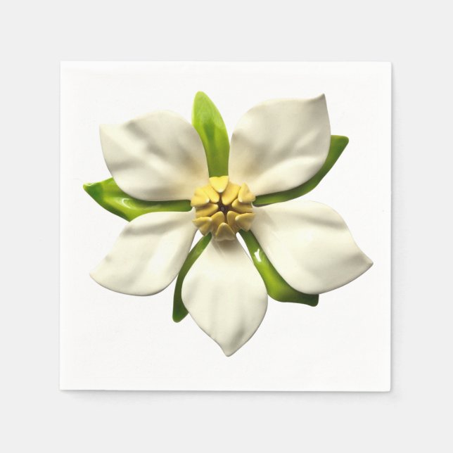Elegant Magnolia Blossom Flower Spring Wedding Napkins (Front)
