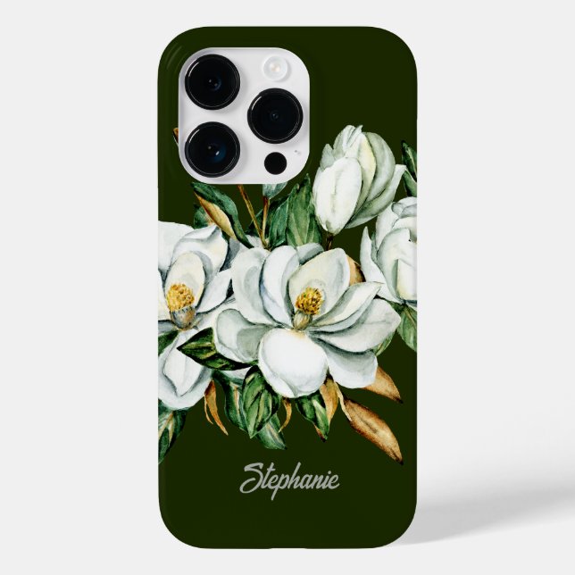 Elegant Magnolia Blossom Personalized Bridesmaid Case-Mate iPhone Case (Back)