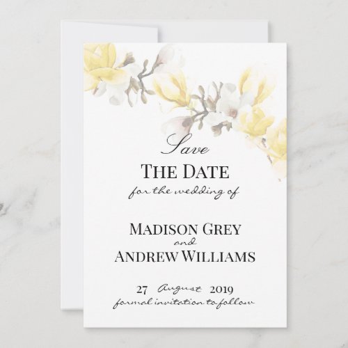 Elegant Magnolia Blossom Save the Date Invitation