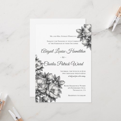Elegant Magnolia Blossom Wedding Invitation