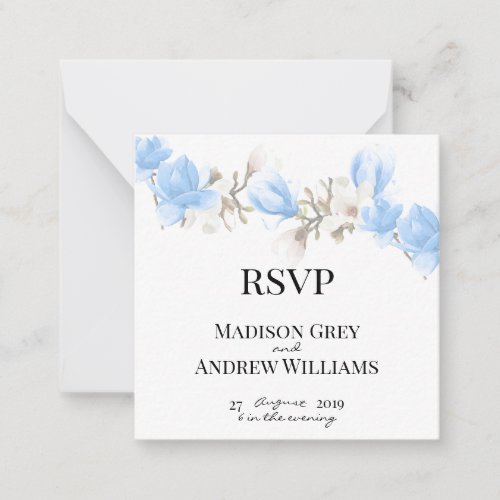 Elegant Magnolia Blossom Wedding RSVP Note Card
