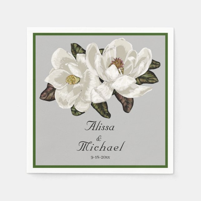 Elegant Magnolia blossoms Napkins (Front)