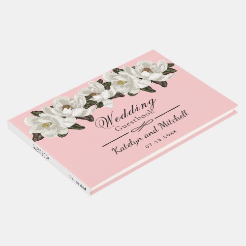 Elegant Magnolia blossoms on pink  Guest Book