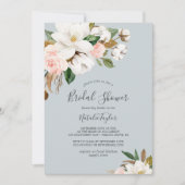 Elegant Magnolia | Blue Gray Bridal Shower Invitation (Front)
