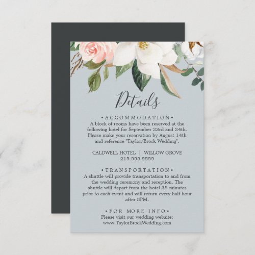 Elegant Magnolia Blue Gray Details Enclosure Card