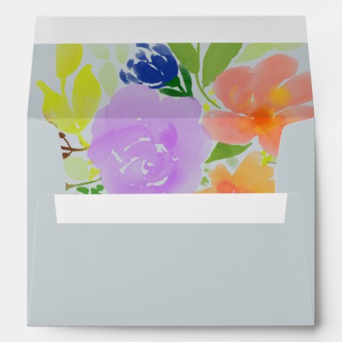 Elegant Magnolia Blue Gray Watercolor Wedding Envelope