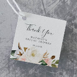 Elegant Magnolia | Blush Bridal Shower Thank You Favor Tags<br><div class="desc">These elegant magnolia blush bridal shower thank you favor tags are perfect for a modern classy wedding shower. The soft floral design features watercolor blush pink peonies, stunning white magnolia flowers and cotton with gold and green leaves in a luxurious arrangement. Customize these tags with the bride's name and date....</div>