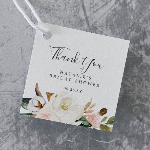 Elegant Magnolia  Blush Bridal Shower Thank You Favor Tags