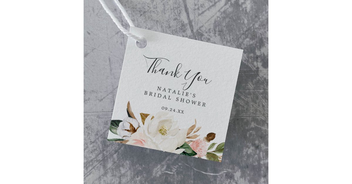 Elegant Magnolia | Blush Bridal Shower Thank You Favor Tags | Zazzle