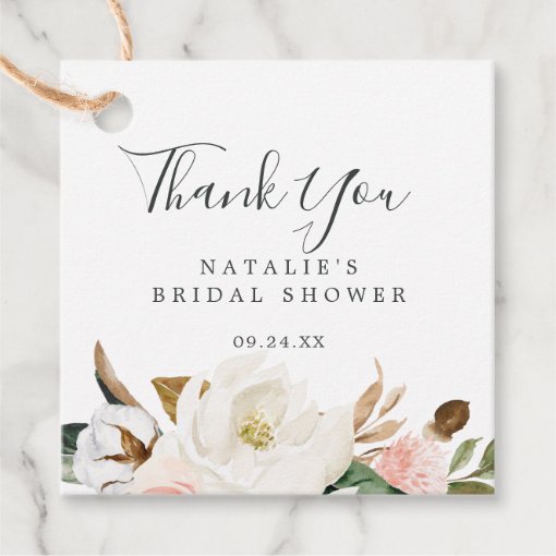 Elegant Magnolia | Blush Bridal Shower Thank You Favor Tags | Zazzle
