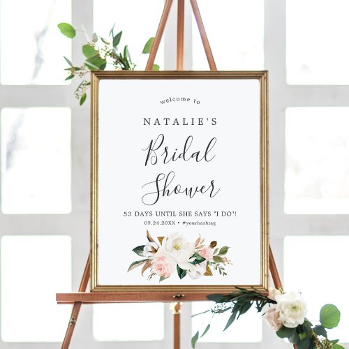 Elegant Magnolia  Blush Bridal Shower Welcome Poster