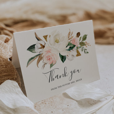 Elegant Magnolia | Blush Future Mrs Thank You Card